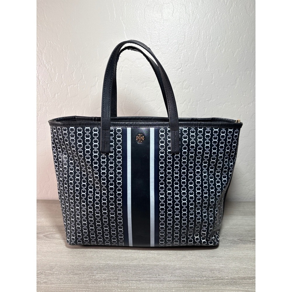 Tory Burch Black and White Printed Tote